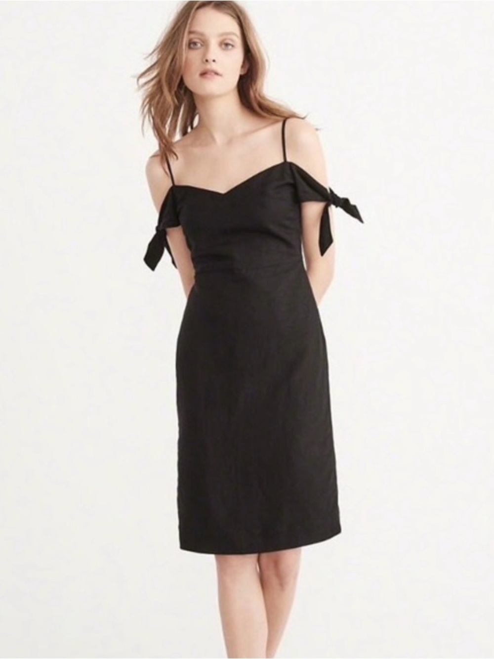 Abercrombie and Fitch Off Shoulder Linen Blend Midi Dress